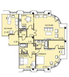 Четырёхкомнатная квартира 161.25 м²